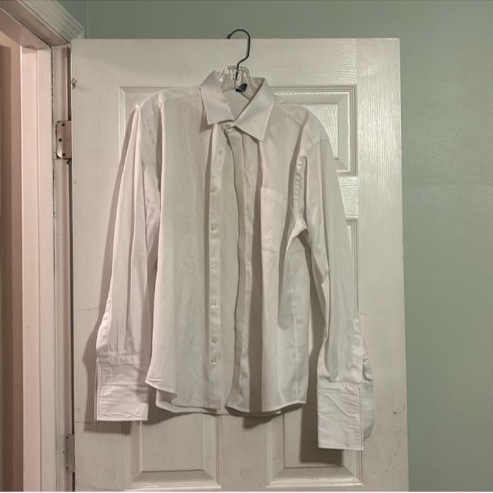 Alimens & gentleWhite Long-Sleeve Dress Shirt Crisp Cotton